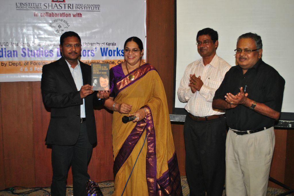 Book Release Function (Standing from Left: Mr. Bernard Francis, Prof. Jameela Begum, Dr. V.T. Samuel, Prof. Gopakumar)