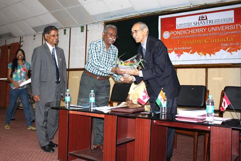 Dr. Braj Sinha is being welcomed by Prof. D. Sambandhan